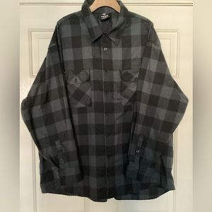 YAGO Men’s Outdoor Long Sleeve Flannel Plaid Button Up Shirt 4XL Black and Gray